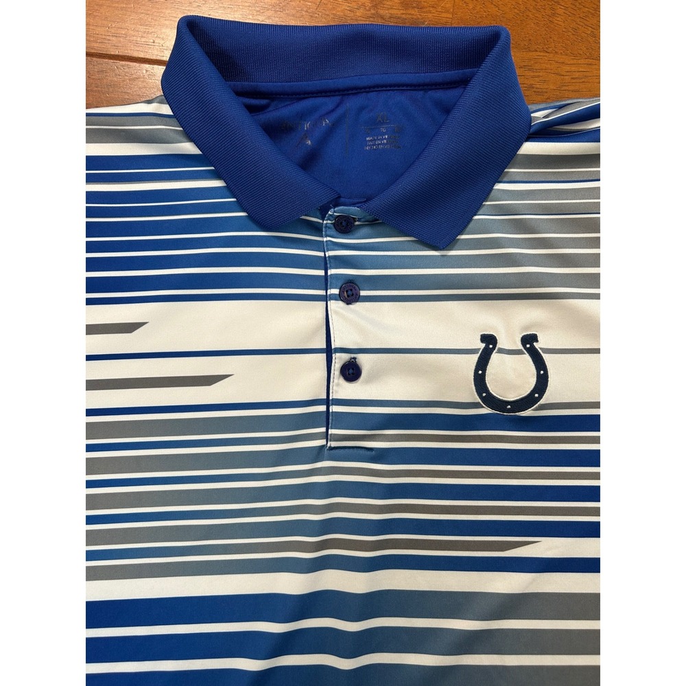 Antigua Indianapolis Colts Polo Mens XL Blue White Striped NFL Football Shirt